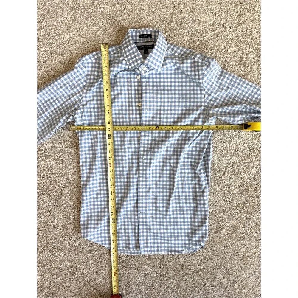 Banana Republic Men S Camden Fit Shirt Blue Check Button Down Long Sleeve EUC